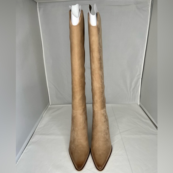 STEVE MADDEN CROFT TAN NUBUCK LEATHER POINTED TOE KNEE-HIGH BOOTS SIZE 6 NEW - Picture 2 of 10
